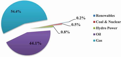 Figure 5. Energy Mix in Iran (Ahmadi et al. Citation2019)