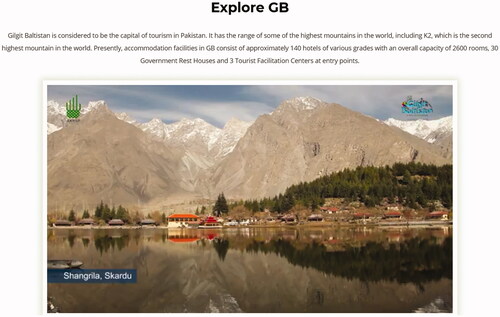 Figure 5 Screenshot from the promotional film Jewel of Pakistan on the website of the Gilgit-Baltistan’s Tourism Department. (Shot taken by the author, 2021)