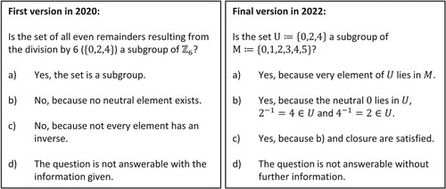 Figure 3. Illustration of the development of the questions for an item on students’ problems with coordinating a group and its operation.
