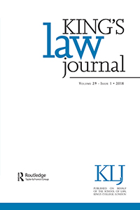 Cover image for King's Law Journal, Volume 29, Issue 1, 2018