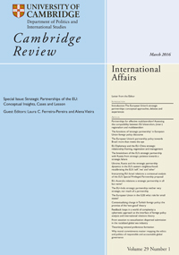 Cover image for Cambridge Review of International Affairs, Volume 29, Issue 1, 2016