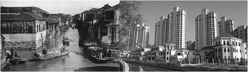 Figure 4. Photographs that illustrate the farmhouse typology that previously existing in this area, in contrast with the new urban high-rise typologies being developed in their place (source: Author).