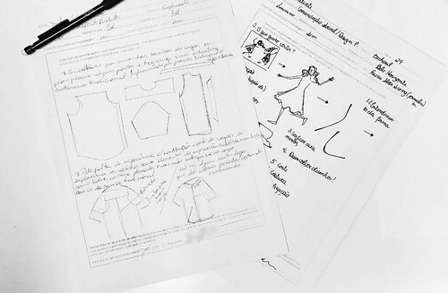 Figure 1. Participants’ representation of creating a pattern for cutting a shirt, some examples. Image: the authors.