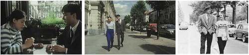 Figure 19. Frames of Portrait d’une jeune fille de la fin des années 60 à Bruxelles, Chantal Akerman, 1994. And a frame of À bout de souffle, Jean-Luc Godard, 1960