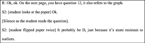 Figure 8. Excerpt from Student 2 interview.