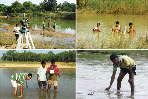 Figure 3. Measurement and sampling by the field crews at different confluence segments of the river Bakreshwar during 2011–2017.