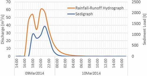 Figure 9. Sedigraph of Wadi Billi for the flood event of 9 March 2014.