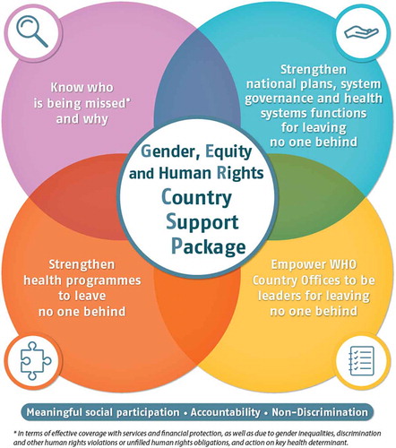 Figure 1. WHO’s gender, equity and human rights country support package (as of 2018).