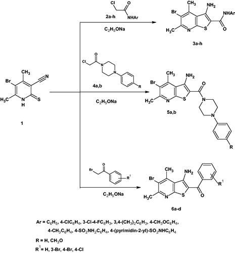 Scheme 1. Synthesis of the target compounds 3a–h, 5a,b and 6a–d.