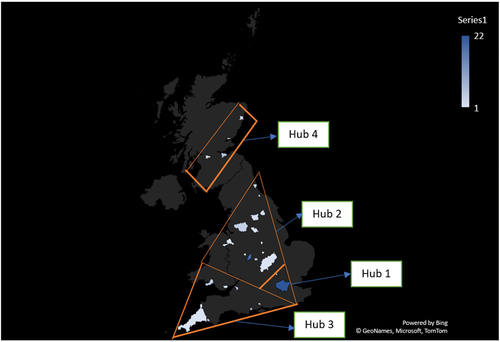 Figure 1. Tourism hubs in the UK HE environment.