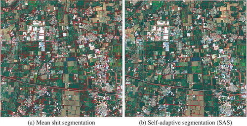 Figure 12. A comparison between SWA and mean shift results in farmland area.