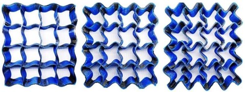 Figure 10. Different 4D printed horseshoe lattice configurations with varying amplitudes and made from SMC material (Zeng et al. Citation2022).