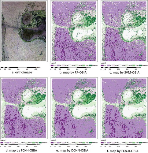 Figure 7. Maps generated by five classification methods using 3500 training samples.