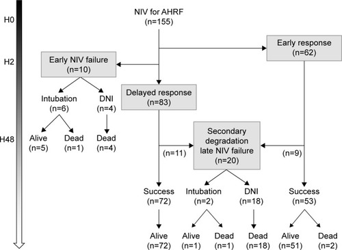 Figure 1 Flowchart of the distribution of patients according to the response to NIV.
