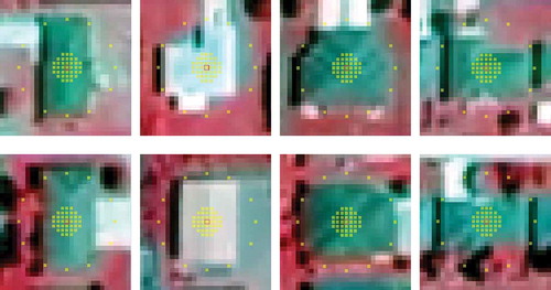 Figure 12. Sample images of residential small buildings referenced at a pattern width of 23 pixels of the Bull’s Eye 3 input representation.