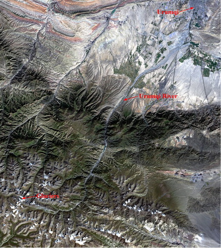 Figure 1. Landsat 8 OLI True Colour Composite (TCC) (RGB: bands 4, 3, and 2) in the study area. This image is heavily influenced by the FTPP and has visually false topographic perception.