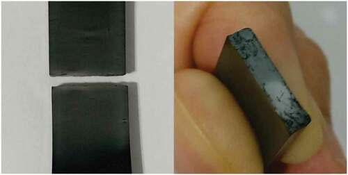 Figure 23. Front and lateral view of the breaks suffered by the injected parts during the tensile test