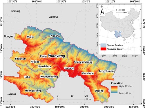 Figure 1. Geographical location of Yuanyang County.