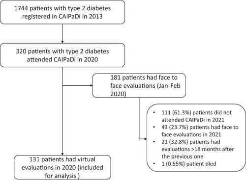 Figure 1 Flow chart of patients enrolled in the CAIPaDi program, and patients included for analysis with virtual and face-to-face evaluations.