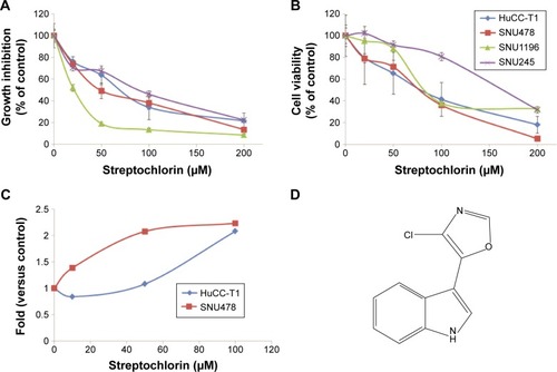 Figure 1 Anticancer activity of streptochlorin in CC cells.