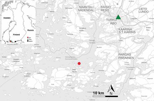 Figure 1. Map of southwestern archipelago in Finland, and the location of Turku and Seili island. Map: Ulla Moilanen and Sofia Paasikivi.