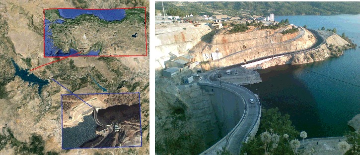 Figure 1. Location and picture of Ermenek dam. Source: Satellite images [left] are from Google Earth: http://www.google.com/earth/.