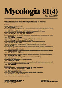 Cover image for Mycologia, Volume 81, Issue 4, 1989