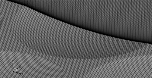 Figure 3. An example of the grid structure used for the dimpled cases.