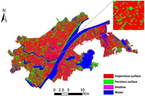 Figure 4. Impervious surface distribution of Wuhan city based on ZY-3 images.