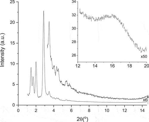 Figure 8. SAXS pattern of Colr1 phase of 3 at 78.0°C.