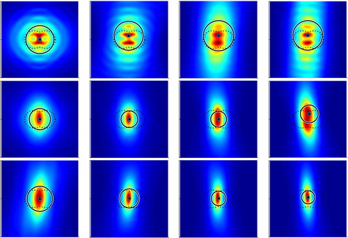 Figure 15. The reconstructions of the peanut with forward-scattering limited aperture data.