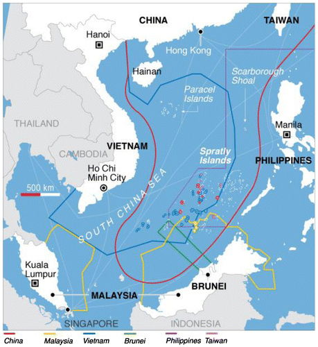 Figure 1. Disputed claims in the South China Sea. Source: Voice of America (Citation2012).