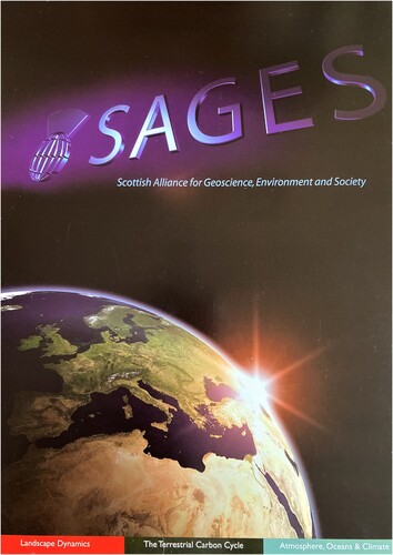 Figure 4. The brochure distributed at the launch of SAGES at the Royal Society of Edinburgh on 25 May 2007. The position of the sun on the horizon does herald a new dawn over Scotland!