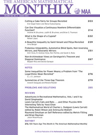 Cover image for The American Mathematical Monthly, Volume 130, Issue 3, 2023