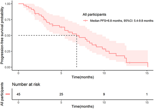 Figure 3 Progression free survival of 45 patients.