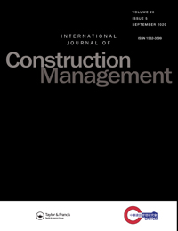 Cover image for International Journal of Construction Management, Volume 20, Issue 5, 2020