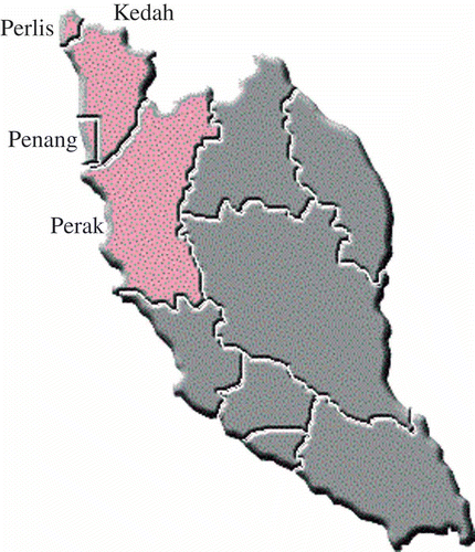 Fig. 2 Map showing northern Peninsular Malaysia.