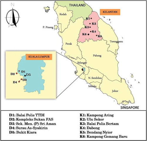 Figure 1. Map of Peninsular Malaysia showing stations used in the study.