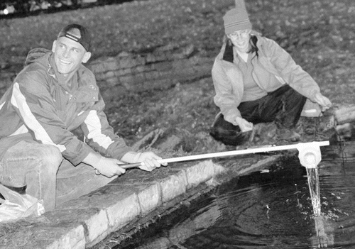 FIGURE 3: View of students sampling to the east side of Mirror Lake prior to the event.