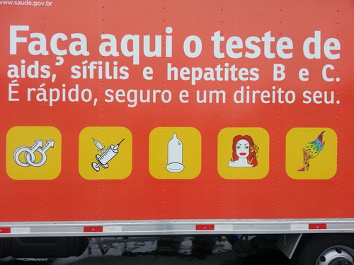 Figure 5. Ministry of Health rapid HIV testing truck, parked at the December 1st World AIDS Day activities in Rio de Janeiro, 2013. Photo by Laura Murray.