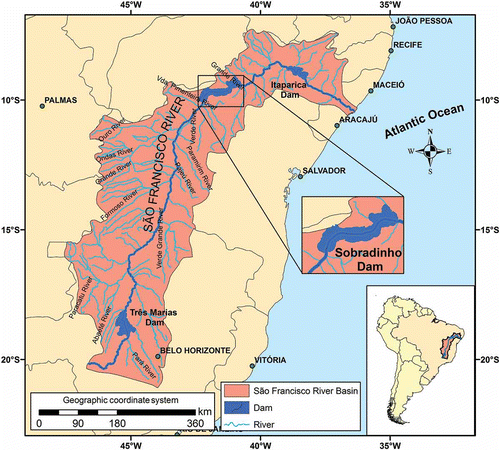 Fig. 5 Location of Sobradinho Dam and reservoir within the São Francisco River basin.
