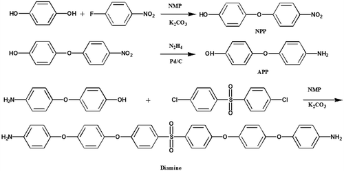 Scheme 1. Preparation of NPP, APP, and diamine.