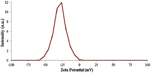Figure 9 Zeta potential curve of nanocapsule with drug.