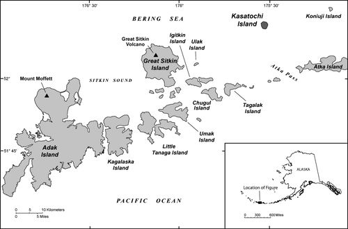 Figure 1 Location of Kasatochi Island in the west-central Aleutian Islands of Alaska.