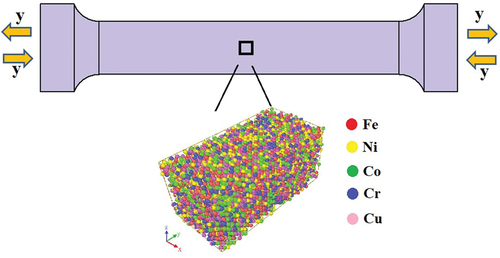 Figure 1. Molecular dynamics simulation modelling of FeNiCoCrCu high entropy alloy.