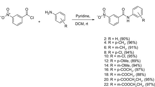 Figure 8 Synthesis of substituted 3-nitro-N-phenylbenzamide.