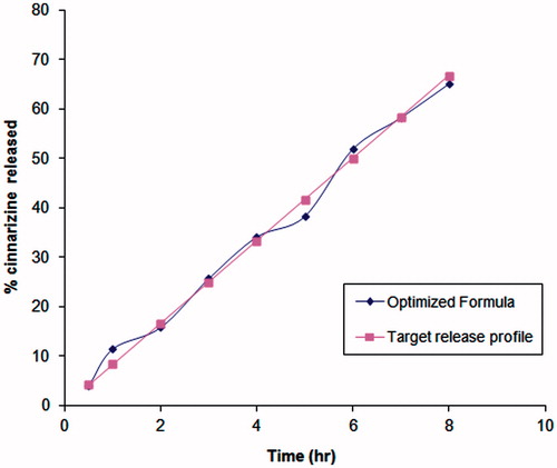 Figure 4. Release of CNZ from the optimized floating emulsion gel calcium pectinate beads formulation.