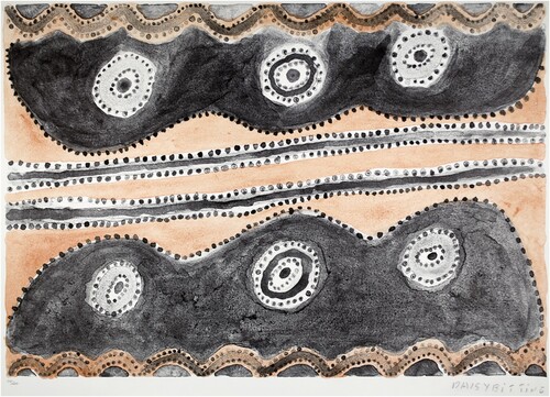Daisy Bitting, Wirrpahloo, 2001, lithograph, Museum of Archaeology and Anthropology, University of Cambridge collection and exhibition ‘The Power of Paper: 50 Years of Printmaking in Australia Canada and South Africa’, 2015
