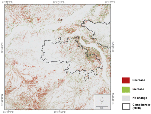 Figure 9. Change map of woody vegetation resulting from the VHR data analysis.