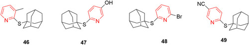 Figure 26 2(1-adamantylthio) pyridine derivatives with potent antimicrobial activity.